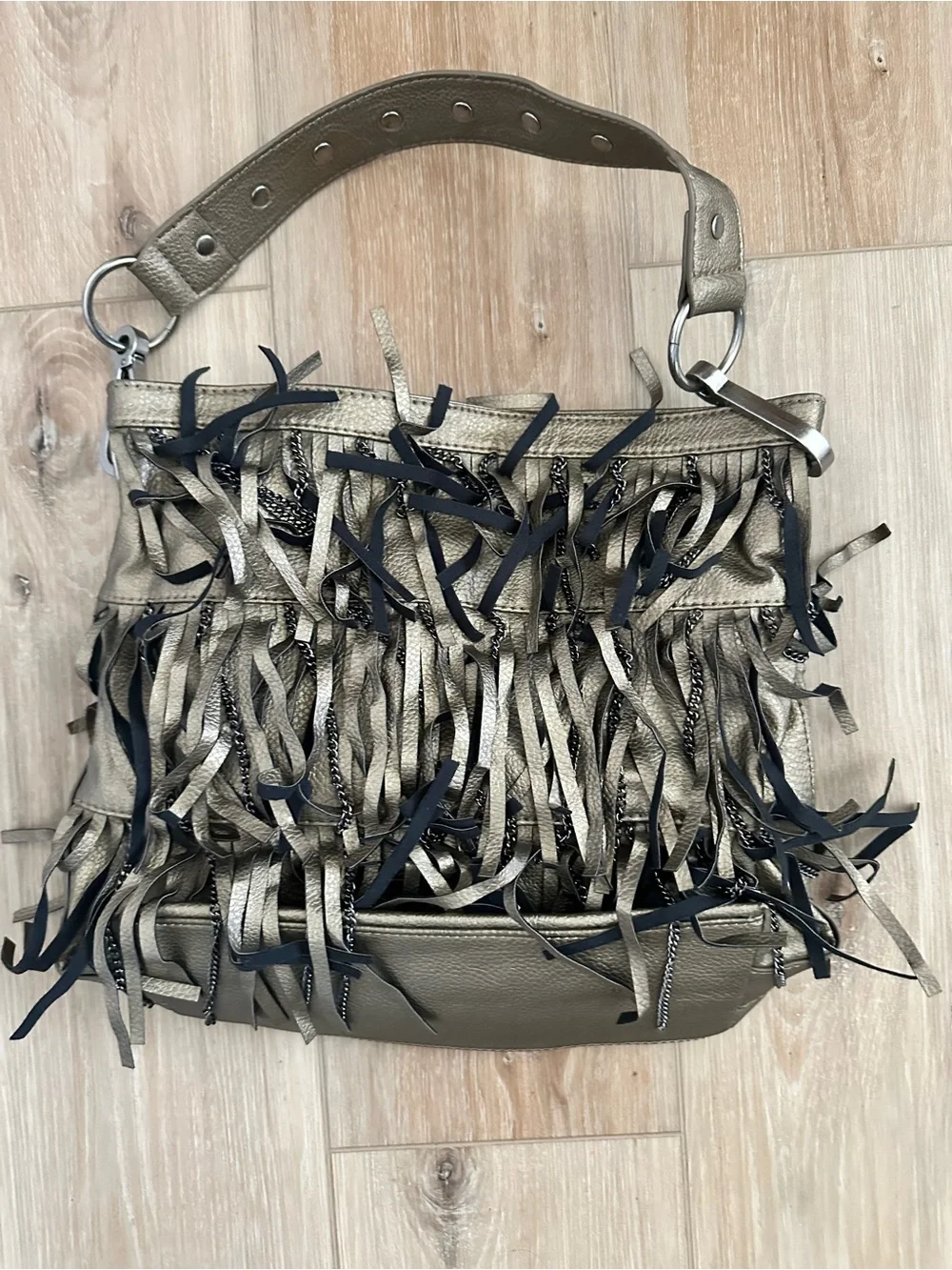 Carlos Santana Rock n Roll Metallic Hobo Purse